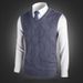 Men's Wool Blend V-Neck Sleeveless Sweater Vest - Solid & Plaid Patterns, Slim Fit, Warm Knit Pullover For Casual & Office Wear_viptrois.com