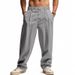 Men's Casual Linen Pants Loose Fit Breathable Simple Straight Leg Outdoor Sports Versatile Sports Pants_viptrois.com