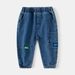 XUANMU 2-10 Years Boys Denim Pants Solid Blue Baby Long Pants Loose Kids Jeans Casual Pants Boys Straight Daily Cargo Trousers XB055_viptrois.com