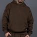 Loom Cross-Border New European And American Style Fleece-Lined Thickened Hooded For Men Loose Fit Drop Shoulder Solid Color_viptrois.com