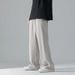 Men's Clothing Ice Silk Pants Men's Summer Thin Ins Drape Straight Trousers Men And Women The Same Style Solid Color Wide Leg Casual Pants_viptrois.com