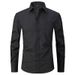 French Style Men's Dress Shirt – Classic Long Sleeve Button-Up With Cufflinks, Premium Cotton Blend, Plus Size Available (S-3XL)_viptrois.com