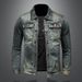 Men's Clothing New High End Distressed Lapel Retro Denim Jacket Slim Fit Handsome Versatile Jacket_viptrois.com