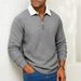 Men's Waffle Knit Long Sleeve T-Shirt - Comfortable Crew Neck Pullover Sweatshirt For Casual Wear (Available In Plus Sizes)_viptrois.com