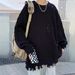 American Street Hip-Hop Frayed Hole Men's Autumn And Winter Trendy Brand Design Sense Loose Couple Knitwear Sweater_viptrois.com