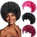 Elastic ribbon bow satin round hat solid color silk sleeping hat confinement hat beauty hair care_viptrois.com