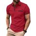 Men's Casual Polo Shirt Short Sleeve Button Down Pocket Summer Breathable Comfortable Loose Fit Cotton Blend Solid Color_viptrois.com