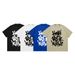 Large Size American Small Neckline Letter Graffiti Print T-Shirt Vintage High Street Ins Loose Top_viptrois.com