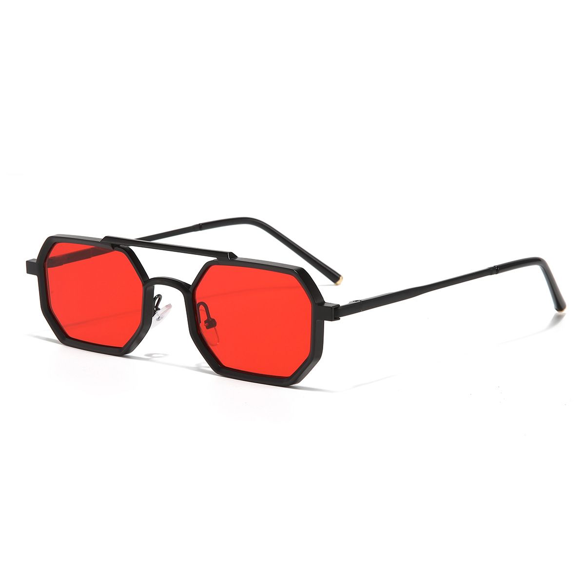 Metal Copper Small Frame Polygonal Sunglasses Women's Men's Universal Retro Double Beam Pilot Sunglasses_viptrois.com