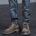 Jean Slim Classique Et Artificiel Astique En Denim Pour Homme, Vêtement De Couleur Unie, Vintage, Bleu, À La Mode, Nouvelle Collection Automne Hiver_viptrois.com