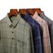 Autumn New Turn-Down Collar Long Sleeve T-Shirt Real Pocket Thin Plaid Middle-Aged Men's Polo Shirt Wholesale_viptrois.com