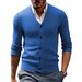 Men’s V-Neck Cable Knit Cardigan | Slim Fit Button-Up Sweater (M-5XL, 8 Colors)_viptrois.com