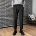 Men's Thick Wool Casual Trousers Straight Leg Brushed Autumn Winter Cropped Drawstring Wrinkle Free Drape Feel_viptrois.com