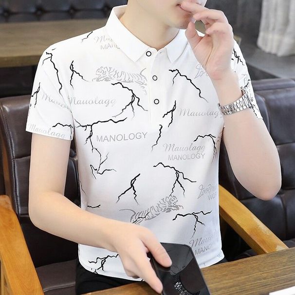 95 Cotton Summer Boutique Paul Polo New Short Men's Youth Half Sleeved T-shirt Fashionable Korean Casual Top_viptrois.com