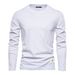 Men's Long Sleeve New Solid Color T-Shirt Trendy Casual Sports Outerwear Round Neck Pure Cotton Base Shirt Wholesale_viptrois.com