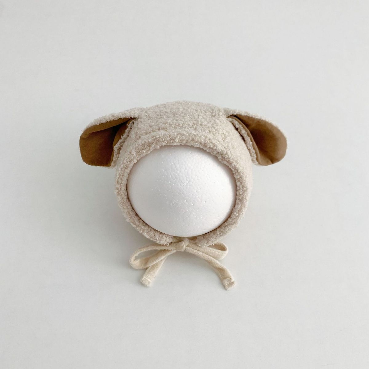 Baby hat Baby cute little ears plush lace-up hat autumn and winter warm hat_viptrois.com