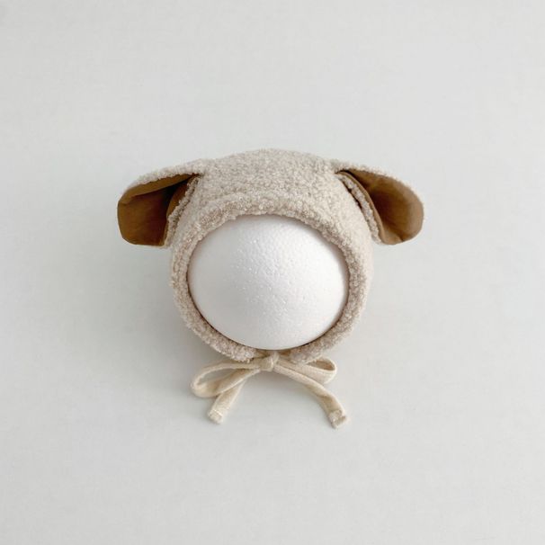 Baby hat Baby cute little ears plush lace-up hat autumn and winter warm hat_viptrois.com