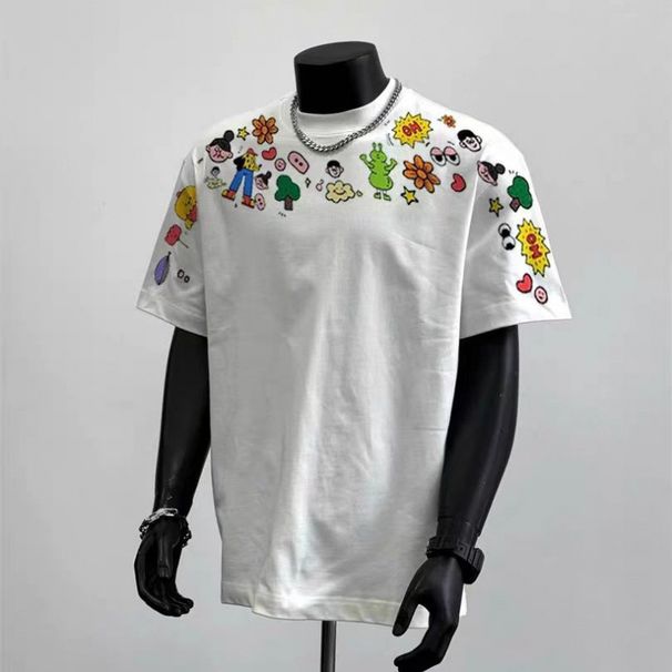 Men's Clothing Short Sleeved T Shirt Ins Trendy Hip Hop Style Round Neck Bottoming Shirt Top_viptrois.com