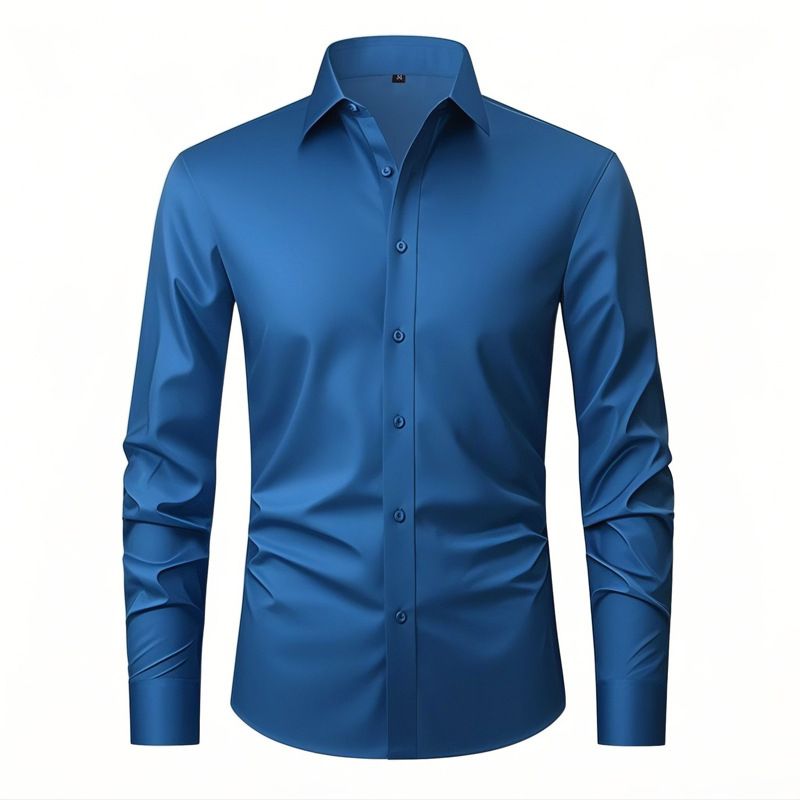 Men's Stretch Comfort Dress Shirt – Wrinkle-Resistant & Non-Iron, Breathable 4-Way Elastic Fabric, Classic Fit For Office & Business Casual_viptrois.com