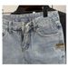 Men's Clothing Street Style Washed Distressed Denim Shorts For Men And Women Over The Knee Straight Leg Shorts Loose Summer Trend_viptrois.com
