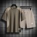 Men's Clothing Hong Kong style new summer men's trendy loose clothing trendy brand student short-sleeved T-shirt suit five-point sleeve two-piece suit_viptrois.com