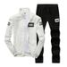 Men's Trendy Sportswear Set | Zip-Up Hoodie & Joggers | Lightweight Acetate Blend | Street Style (Gray/Black/Navy/White)_viptrois.com