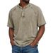 Men's Distressed Washed Henley Shirt – Long Sleeve Slim Fit Pullover, Casual Spring/Summer Top (Multiple Colors, Sizes S-4XL)_viptrois.com