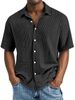 Men's Clothing Independent Station Men's Short Sleeved Lapel Shirt Double Layer Wrinkled Casual Shirt_viptrois.com