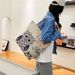 Women's Shoulder Bags Fashionable Illustration Tote Bag, Artistic And Retro Single-shoulder Bag, Underarm Bag, Single-sided Embroidered Bag For Women_viptrois.com