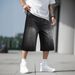 Summer Versatile Men's Jeans Wide Leg Straight Leg Comfortable Cool Commuting Shorts 5 Point Pants_viptrois.com
