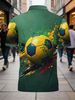 Polo Uomo Taglio Dritto Estate 2026 Traspirante Asciugatura Rapida Stampa Schizzi Calcio Collo Risvolto Tifosi Casual_viptrois.com