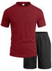 Men's Terry Cloth Shorts Set Jacquard Short Sleeved Summer Breathable Casual Sports Two Piece Set_viptrois.com