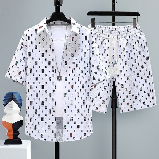 Summer 2 Pieces Set Tracksuit Men's Two Shirt Shorts Haruku Streetwear Oversized Men Sets Short Outfits Suits_viptrois.com