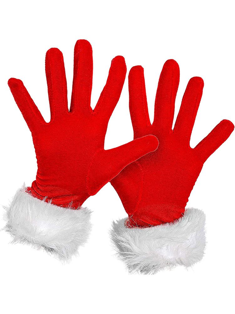 Christmas Short canary and white wool gloves Christmas party ceremonial performance gloves_viptrois.com