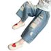 Letter Hole Jeans 0895 Blue Princess New Children's Miscellaneous European And American Jeans_viptrois.com