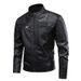 Men's Clothing Men's Pu Retro Leather Jacket Stand Collar Motorcycle Style With Velvet Lining_viptrois.com