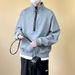 Big Zipper Stand Up Collar Hoodie For Men, Versatile For Winter High Street, Loose Fitting Top, Trendy Brand Casual Couple Jacket_viptrois.com