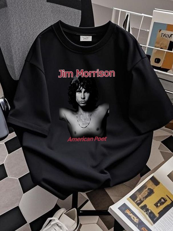 Jim Morrison Light My Fire Sand Short Sleeve Vtg 90s Unisex T Shirt KH0748 Casual Top For Everyday Wear Graphic Slightly Stretched Homme Soft_viptrois.com