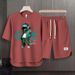 Men's Clothing 2024 Waffle Casual Summer Suit Men's Loose Teen Short sleeved T shirt Shorts Handsome Two piece Suit_viptrois.com