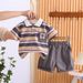 Boys' Dress 2025 Summer New Style Children's Baby Fashion Western Polo Shirt Short Sleeve Two Piece Set Trendy_viptrois.com