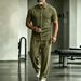 Men’s Linen Short-Sleeve Shirt & Pants Set – Breathable Summer Outfit (S-XXXL, White/Grey/Black/Pink/Khaki/Sky Blue/Army Green)_viptrois.com