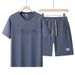 Men's Clothing Sports Suit Men's Versatile High End Shorts And Short Sleeves Summer Thin Ice Silk Two Piece Suit_viptrois.com