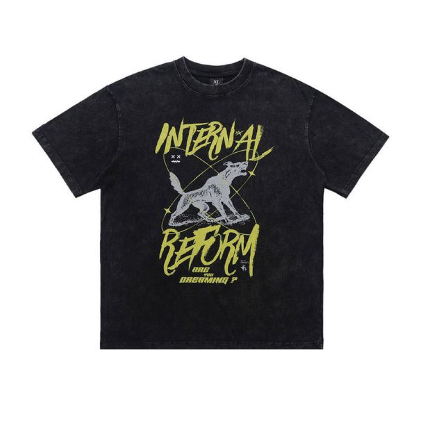 2026 American-style Washed Street Fashion Men's T-shirt With Text And Idea Print, Summer Edition_viptrois.com