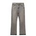 Men's Distressed Flared Jeans - Vintage Grey Cleanfit Denim With Frayed Hem, High Street Micro Bell Bottoms_viptrois.com