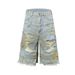 Men’s Clothing Fashion Brand High Street RO Style Shorts Washed Ripped Jeans Straight Leg Personalized Short Pants_viptrois.com