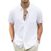 Lightweight Hawaiian Cotton Linen Breathable Short Sleeve Shirts Vacation Beach Casual Summer Men's Tops With Pocket_viptrois.com