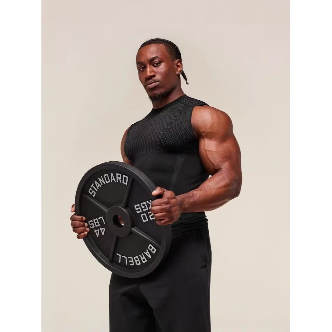 Trendy Men's Gym Vest Style Quick Drying Breathable Sleeveless Sports Training Top Jacquard Seamless Stretch For Outdoor & Sport Wear_viptrois.com