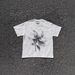 Heavyweight Pure Cotton Oversized T-Shirt Floral And Letter Print Loose Short Sleeved Y2K Men's Couples Top_viptrois.com
