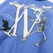 Men's Patchwork Jacket: Flocked Skeleton Varsity Bomber - Cool Male Jackets, Loose Fit College Coat, Blue Hip Hop_viptrois.com