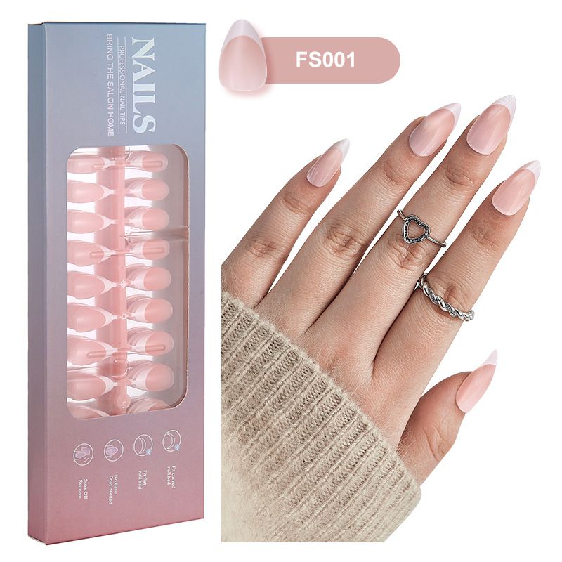 Nails French Nail Sheet Nail Patch Short Almond Nail Sheet Boxed 150_viptrois.com